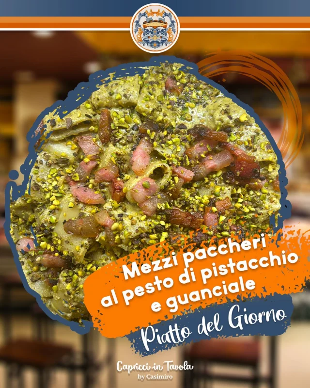 📌 𝐈 𝐂𝐚𝐩𝐫𝐢𝐜𝐜𝐢 𝐝𝐞𝐥 𝐆𝐢𝐨𝐫𝐧𝐨! 
Oggi da noi trovate i mezzi paccheri pesto di pistacchio e guanciale.

𝐏𝐞𝐫 𝐏𝐫𝐞𝐧𝐨𝐭𝐚𝐫𝐞 𝐪𝐮𝐢:
📞 𝟎𝟗𝟐𝟑 𝟐𝟖𝟏𝟔𝟔 

#capricciintavola #paccheri #gusto #piatto #trapani